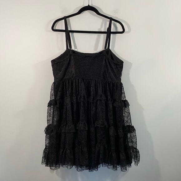 Torrid Women Black Lace Tier Ruffles Babydoll Mini Dress Size 1 Whismygoth - Picture 9 of 9